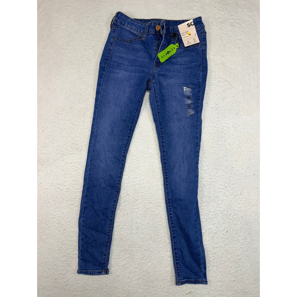 SO Low Rise Jegging Superstretch Medium Wash Blue Denim Skinny Jeans Size 7 28W